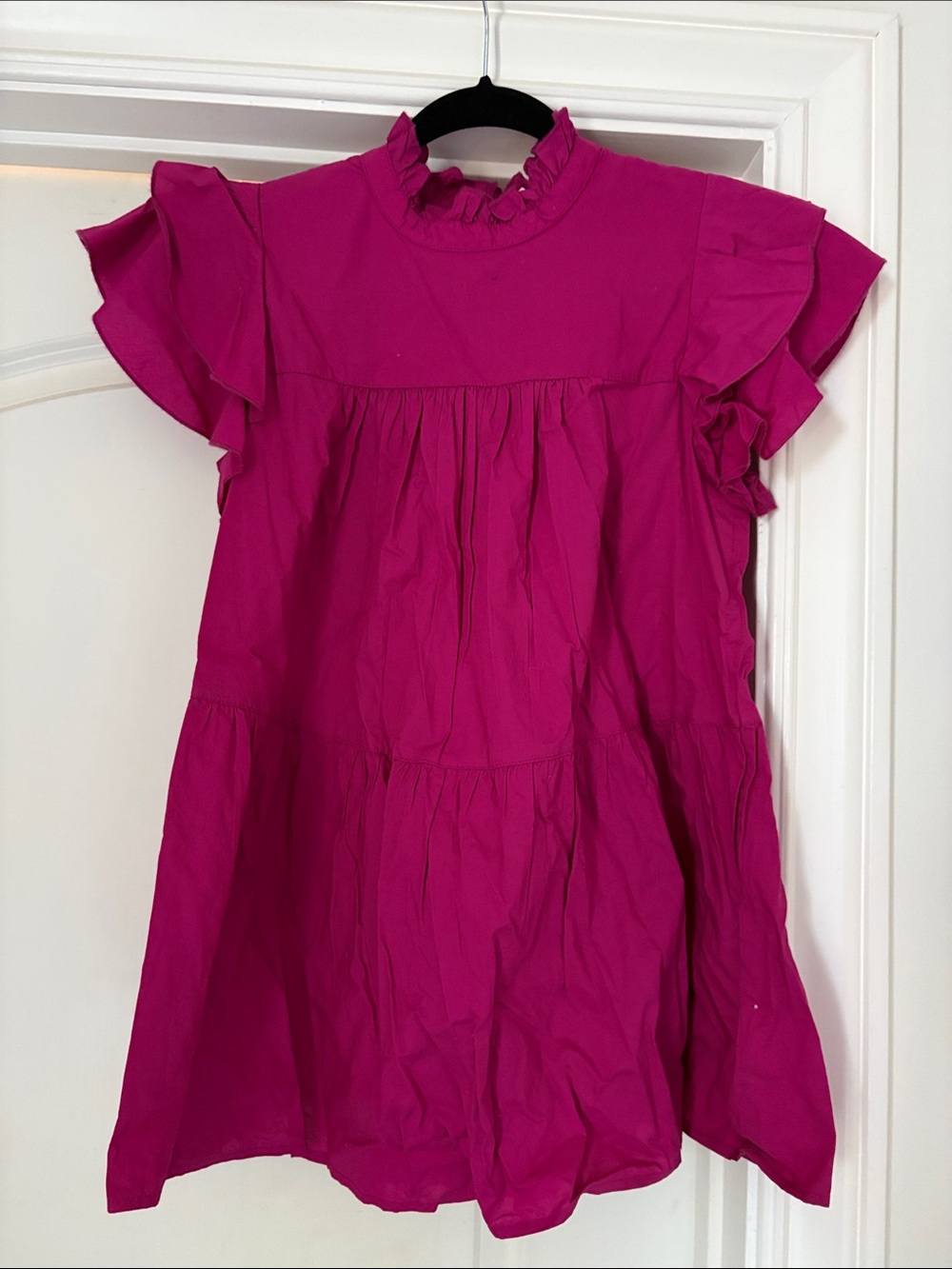 Anthropologie Maeve Ruffled Tunic Top - Fuchsia